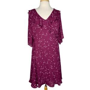 MARYBELLE Deep Red-Purple Shooting Stars Ethereal Fit Flare Dress Size 2X